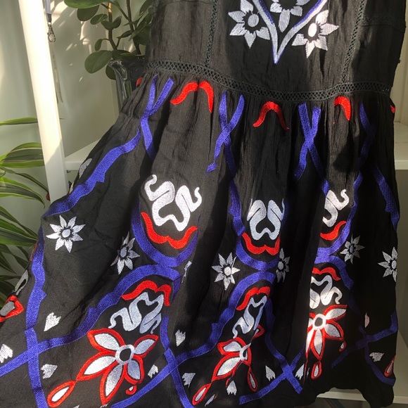 Free People Floral Embroidered Tank Sun Dress M - Picture 3 of 6